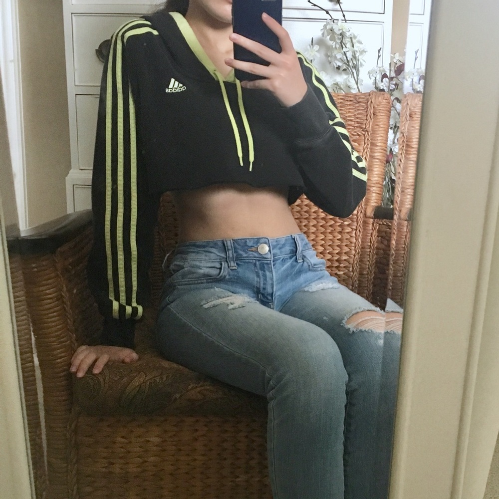 Black Adidas Mini Crop Hoodie